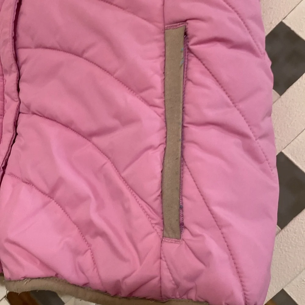 Lands’ End Girls Fleece Lined Vest Pink Cotton Candy Size 7/8 Zip Pockets Warm